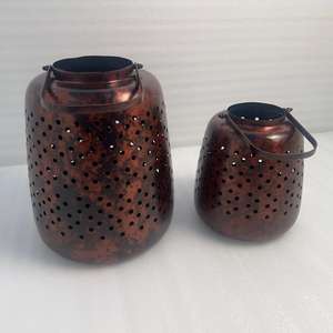 <b>Set</b> Of 2 Copper Antique Finish Lantern With Modern Design Perfect Lighting Accessory For Hotels Resorts And Living Spaces - Product Image 5