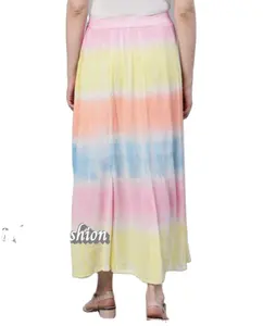 Fashion High End Design Pink Yellow Blue Color Summer Casual Kids Skirt Custom Sweet Tie Dye Long Girls' Skirts