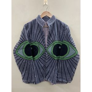 Hand Embroidered <b>Velvet</b> <b>Jacket</b> <b>Women</b> Mandarin Collar Full Sleeve Autumn Bohemian Eye Pattern Open Front Coat - Product Image 6