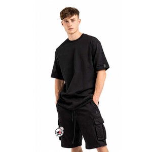 Mens Khaki Casual <b>T</b>-<b>Shirt</b> And Shorts Set Sportswear Solid Color Breathable Custom Trendy Quick Dry Cotton <b>Polyester</b> Summer Wear - Product Image 5