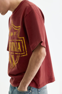 เสื้อยืดโอเวอร์ไซส์ลายพิมพ์วินเทจสไตล์เรโทรสำหรับผู้ชาย ขายส่ง เสื้อยืดสีแดงหนานุ่มแนวสตรีทแวร์สำหรับทุกเพศ - Product Image 4