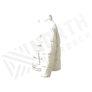 เสื้อแจ็คเก็ตผ้าควิลท์สีครีม แขนยาว คอตั้ง ปิดด้วยซิป กันลม เสื้อกันหนาวสำหรับฤดูหนาว บุด้วยโพลีเอสเตอร์ ความยาวปกติ - Product Image 3