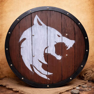 Grand bouclier rond en bois de style viking, artisanat d'inspiration nordique pour décoration, accessoires de costume et collection - Product Image 3