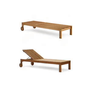 Chaise longue en teck avec dossier réglable, mobilier d'extérieur moderne, fabricant OEM, sur mesure. - Product Image 2