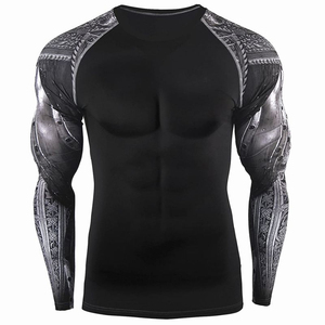 เสื้อรัดกล้ามเนื้อสำหรับผู้ชายแบบสั่งทำพิเศษพร้อมโลโก้ BJJ MMA แบบซับลิเมชั่น ผลิตด้วยวิธีอุตสาหกรรม สำหรับศิลปะการต่อสู้ น้ำหนักมาก พร้อมโลโก้สั่งทำพิเศษ - Product Image 6