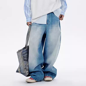 Jeans Anchos con Pedrería para Hombre, Estilo Urbano, Denim Holgado con Detalles de Cristales Coloridos, Estilo Casual y Moderno - Product Image 5