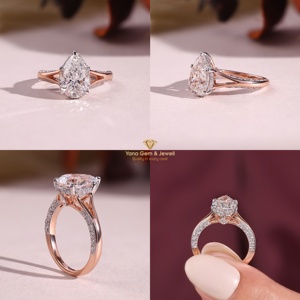 Anillo de Oro Sólido de 14K, Color E, Claridad VVS2, Corte Pera Elegante, Regalo Precioso para Novia, 3.00 Quilates, Diamante Cultivado en Laboratorio con Certificación IGI CVD - Product Image 5