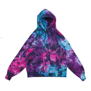 Sweat à capuche vintage tie-dye pour homme en coton épais avec finition délavée unique pour la mode urbaine moderne - Product Image 1