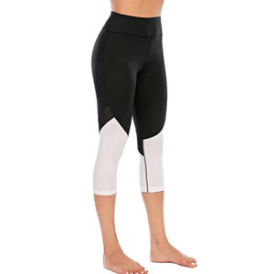 Leggings de yoga taille haute respirants à blocs de couleur, longueur intégrale, avec surpiqûres contrastées, en Spandex et Polyester, pour femmes, avec poches - Product Image 5
