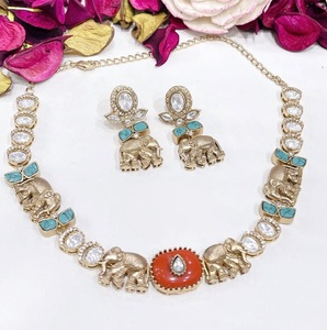 Elegante Juego de Collar y Aretes de Moissanita Étnica Chapada en Oro de Primera Calidad, Regalo de Boda, Compromiso, Joyería para Mujer para Fiestas - Product Image 3