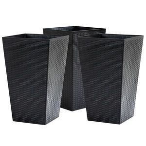 Set di 3 Vasi Neri per Piante da Interno con Foro di Drenaggio, Grandi Contenitori in Plastica per Giardino, Balcone e Orto - Product Image 2