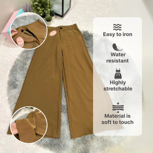 Pantalons palazzo pour femmes musulmanes, longueur totale, jambe large, coupe droite avec fermeture éclair, méthode de tissage non tissé respirante - Product Image 2