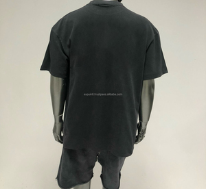 T-shirts pour hommes imprimés graphiques personnalisés T-shirt court à épaules tombantes et à ourlet brut surdimensionné T-shirt Boxy Fit Crop - Product Image 3