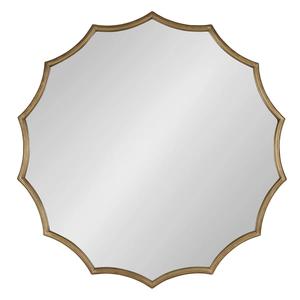 Grand miroir mural doré festonné - Miroir décoratif géométrique étoilé à 16 branches - Product Image 1