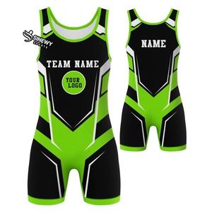 Wrestling Singlet for Men and Women Spandex/<b>Polyester</b> Breathable 200gsm Color Blocked with <b>Short</b> Sleeves Sublimation Print - Product Image 6