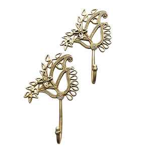 Gancho de hierro pulido dorado con forma de flor contemporáneo para decoración del hogar, organizador de dormitorio, para regalo, para colgar ropa - Product Image 1