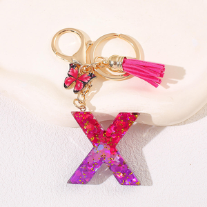 Custom Handcrafted High Quality Resin Letter Keyring A-Z with Pompom Personalised <b>Initial</b> Key <b>Chain</b> - Product Image 4