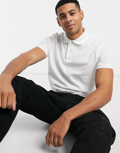 Men's <b>White</b> Short Sleeve <b>Polo</b> Shirt Solid Color Oxford Cotton Casual Style Breathable Regular Fit - Product Image 3