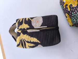 Quilted Cotton Eco-Friendly Makeup Bag <b>Medium</b> Travel Cosmetic <b>Case</b> with Zipper Closure Soft Handle Light Weight - Product Image 3