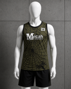 Uniforme de basket-ball professionnel personnalisé Micah Corporation, respirant, à séchage rapide, motif toile d'araignée, coupe élégante sans manches, personnalisable - Product Image 4