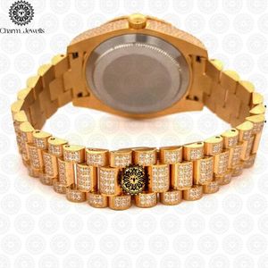 Montre Charm_Jewells de luxe en acier inoxydable avec diamants, boîtier carré 40 mm, analogique, mécanique, vintage, hip-hop, unisexe, bijoux de mode - Product Image 3