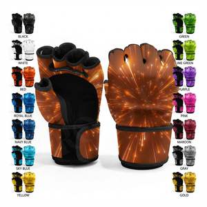 ถุงมือ MMA สีแดงและดำล้วน สำหรับฝึกซ้อมมืออาชีพ แบบผูกเชือก สวมใส่สบาย - Product Image 1
