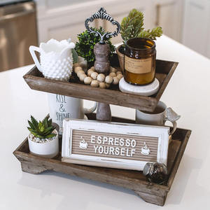 Bandeja de Madera de Varios Niveles para Exhibición de Alimentos en Panaderías y Restaurantes, Diseño Floral Moderno para Decoración de Mostradores de Cafeterías y Bodas - Product Image 4