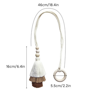 Hemasa Fashions Bohemian Wood Tassel <b>Curtain</b> Tieback Handmade Rope <b>Holdback</b> Ring 46cm Beijing Home Decor Accessory Poles - Product Image 2