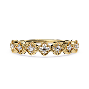 แหวนเพชรทรงกลมแบบเรียงซ้อนสำหรับผู้หญิง ทองคำแท้ 14k เหมาะสำหรับเป็นของขวัญในโอกาสหมั้น วันครบรอบแต่งงาน - Product Image 2