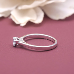 Anillo de Diamante Cultivado en Laboratorio con Certificado IGI, Oro Blanco/Rosa y Amarillo de 18K, Corte Corazón Azul, Anillo de Compromiso Solitario para Mujer - Product Image 5