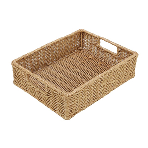 Home Decoration Rectangle Shape Tabletop Serving Fruit <b>Basket</b> Handmade Woven Rattan Serving <b>Tray</b> Kitchen Ware Multipurpose Usage - Product Image 1