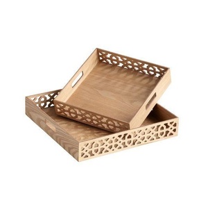 Bandeja de Servicio de Madera de Nogal Decorativa Moderna de Alta Gama para Restaurante, Personalizada para el Hogar, Desayuno, Aperitivos, Café - Product Image 1