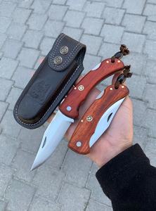 Cuchillo de Bolsillo Plegable Multifuncional Hecho a Mano de Acero de Damasco, Mango de Madera, Hoja de Acero Inoxidable 58HRC, EDC, para Camping y Caza - Product Image 3