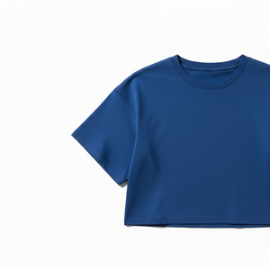 Camiseta Corta Premium para Mujer, Estilo Vintage, Color Azul Sólido, 100% Algodón, Corte Holgado - Product Image 3