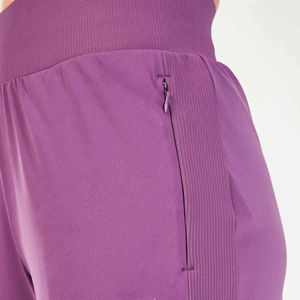 Pantalon pour femme à taille élastique, longueur cheville, grande taille, en coton et lin - Product Image 4