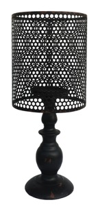 Metal Honeycomb Mesh Pillar <b>Candle</b> Holder On Pedestal Base Industrial Distressed Black Iron Cylinder Lantern Table Centerpiece - Product Image 6