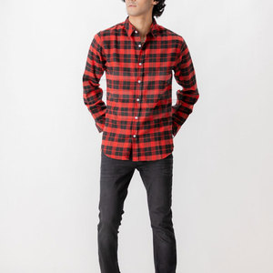 เสื้อเชิ้ตผ้าแฟลนเนลผู้ชาย แขนยาว ผ้าฝ้าย นุ่มสบาย ลายตาราง ติดกระดุม ใส่ทำงานกลางแจ้ง แฟชั่นทันสมัย - Product Image 3