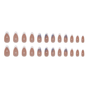 <span class=keywords><strong>Faux</strong></span> Ongles Amovibles en Gros, Style Français <span class=keywords><strong>Blanc</strong></span> Doux, Motif Petite Fleur <span class=keywords><strong>Jasmin</strong></span> Bleu, 24 Pièces à Coller - Product Image 5