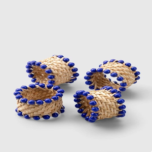 Anneau de serviette en osier tressé naturel, orné d'un motif brodé en forme de tranche de pastèque sur le dessus, disponible à prix de gros. - Product Image 4