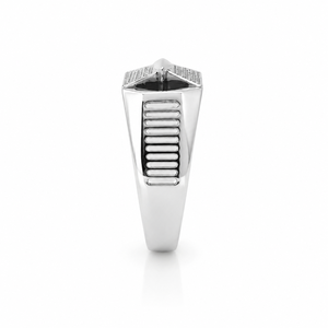 925 Sterling <b>Silver</b> Black Onyx and Cubic Zirconia Geometric Gemstone <b>Ring</b> for <b>Men</b> Wedding Party High Polish Finish - Product Image 4