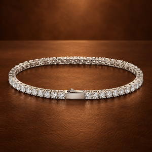 Pulsera de tenis brillante de circonita cúbica redonda de 5 mm con engaste abierto de cuatro puntas, joyería de circonita cúbica en plata, oro y platino - Product Image 2