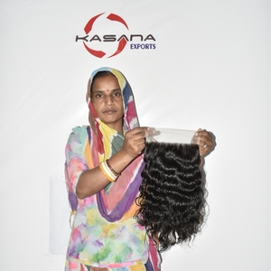 Extensions de cheveux indiens Remy à clipser, closure 7*7, double trame, ondulation profonde, traitement naturel - Product Image 1