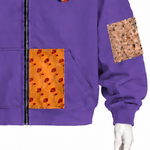 Sweat à capuche zippé surdimensionné en patchwork violet, avec imprimés et patchs, style streetwear décontracté - Product Image 5