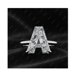 Bague solitaire en argent sterling 925 plaqué or fin avec lettre initiale A en diamant de laboratoire certifié GIA IGI DEF VVS VS, cadeau pour lui - Product Image 1