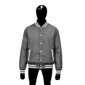 Chaqueta Varsity URBAN GREY, Corte Regular, Color Sólido, Cuello de Solapa de Lana, Cierre de Botones, Ropa Casual de Invierno, Forro de Lana - Product Image 1
