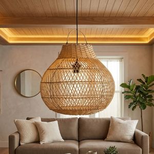 Woven Lampshade Rattan Best Selling Indoor Hanging Bamboo Ceiling Pendant <b>Light</b> for Living Room Wholesaler Cheap Price for Bulk - Product Image 5
