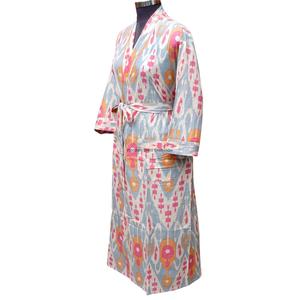 Robe Kimono Traditionnelle à Imprimé Floral, Col en V, Fermeture à Ceinture, Longueur Intégrale, Séchage Rapide, Vêtement de Nuit pour Femme, 100% Coton - Product Image 2