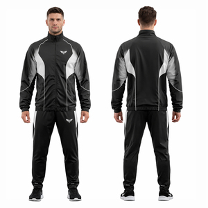 Conjunto Deportivo Personalizado para Hombre, Estilo Nuevo, Chaqueta con Cremallera Roja y Negra, Pantalones Jogger, Ropa Deportiva para Gimnasio, Running y Entrenamiento, con Logotipo Personalizado - Product Image 4