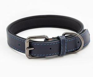 Collar de perro acolchado de cuero genuino de lujo Collar de mascota duradero de grano completo de la mejor calidad con herrajes de latón - Product Image 1