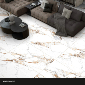 กระเบื้องพอร์ซเลนวิทริฟายด์ลายหินอ่อนแบบโมเดิร์น ขนาด 600x1200 มม. ผิวเงา Kinder Gold ขนาด 60x120 ซม. ดีไซน์สวยงาม - Product Image 3